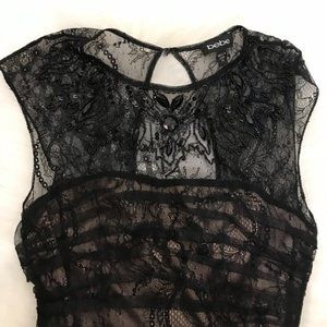 Bebe 💖 Sexy Dress 💖 Jeweled Lace Cocktail Dress. Black & Nude 🔥
